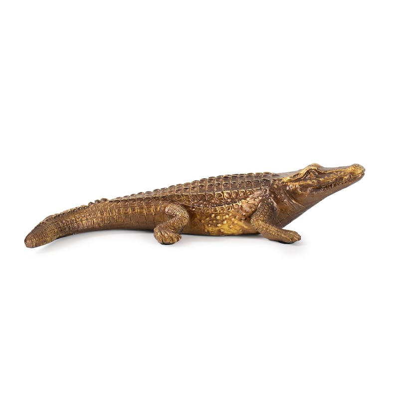 Allan Andrews Antiqued Gold Crocodile Sculpture