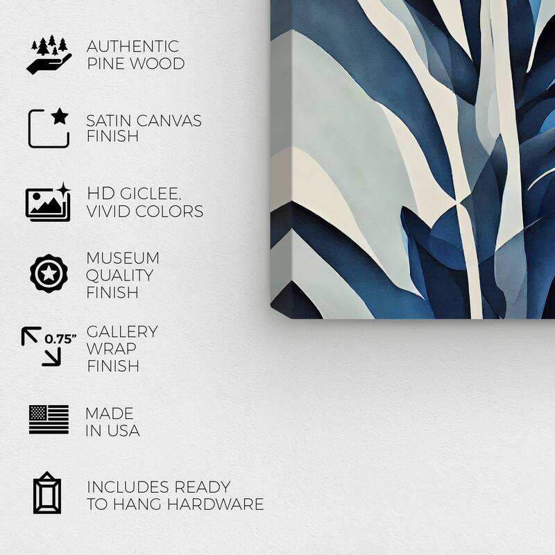 Wynwood Studio Canvas Floral and Botanical Azule Fern Blue and Tropical Wall Art Canvas Print - Blue, White