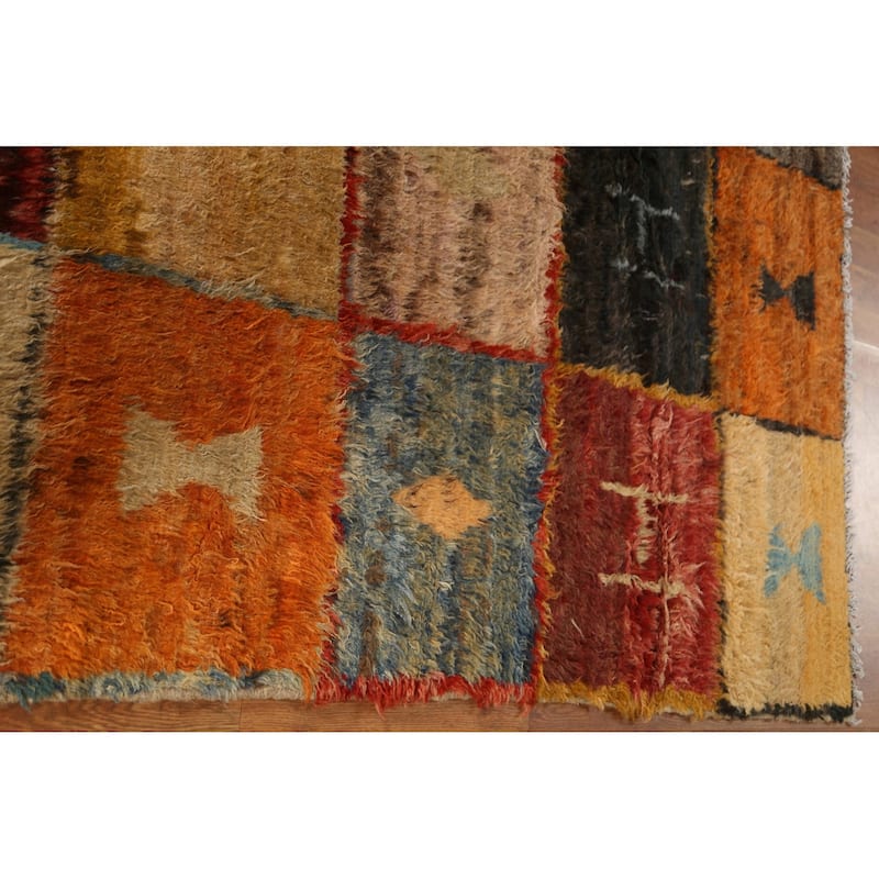 Checked Modern Moroccan Berber Area Rug Handknotted Wool Carpet 6'6