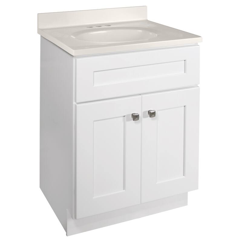 Brookings 25 Inch Assembled Bath Vanity with Ivory Swirl Top