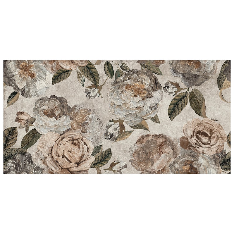 Merola Tile Parete Fiori Beige 23-1/2" x 47" Porcelain Floor and Wall Tile