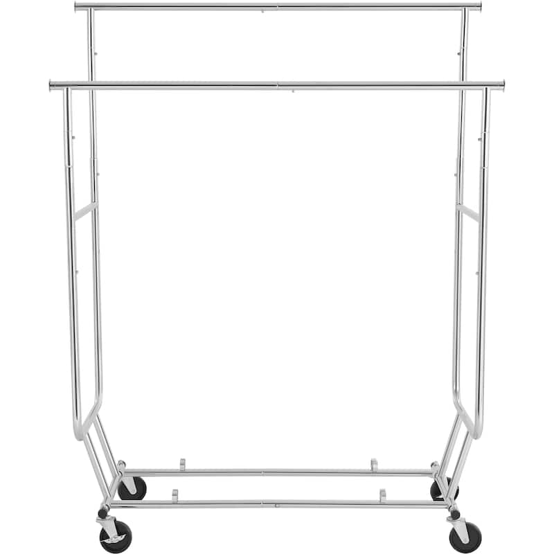 Yaheetech Commercial Grade Collapsible 2 Rack Clothing and Garmet Rack - Silver