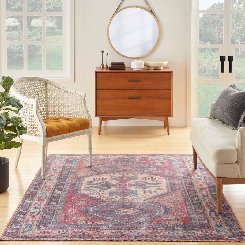 New Concept Washables Machine Washable Vintage Boho Medallion Area Rug