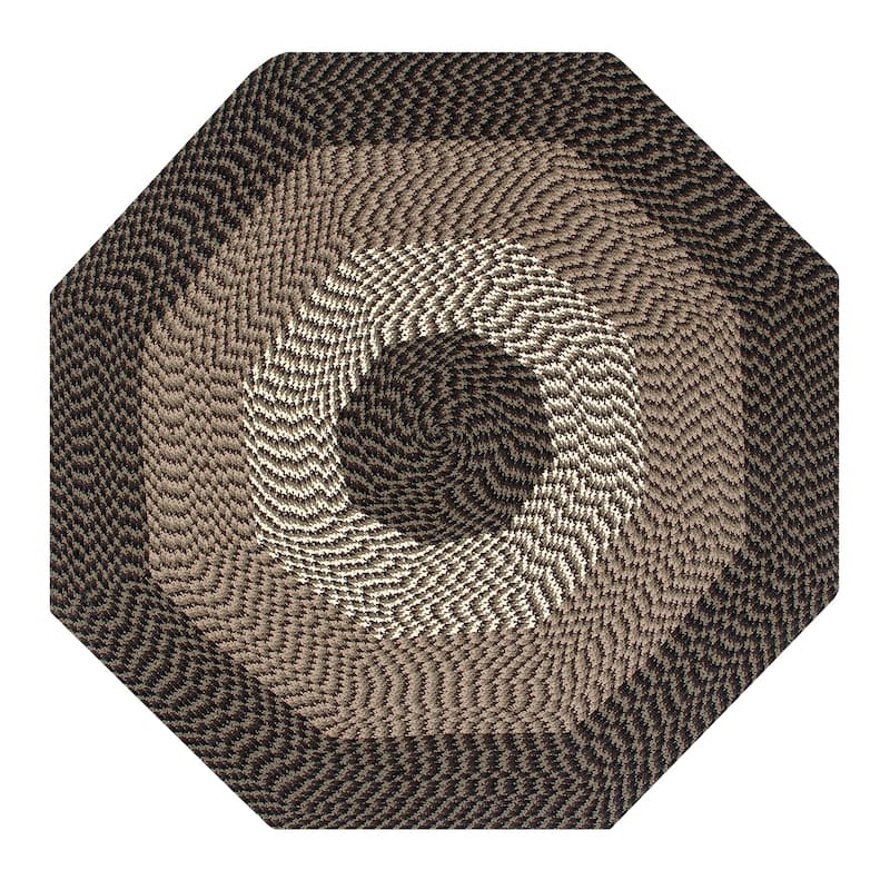 Better Trends Alpine Braid 100% Polypropylene Stain-resistant & Double-Sided Reversible Durable Indoor Area Utility Rug - 48" Octagonal - Chocolate Stripe