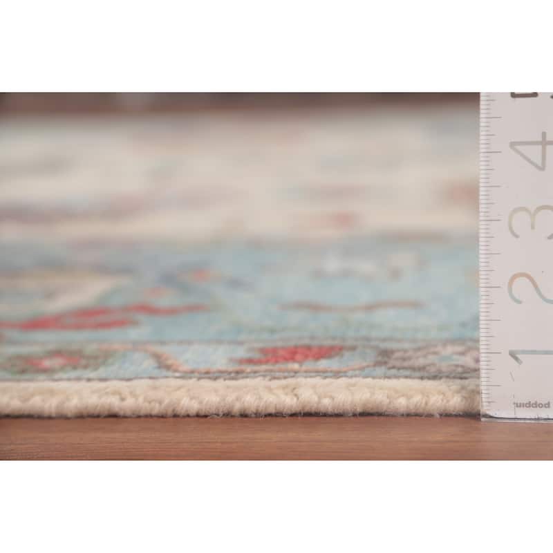 Floral Oushak Area Rug Hand-Knotted Wool Carpet - 8'0"x 9'8"