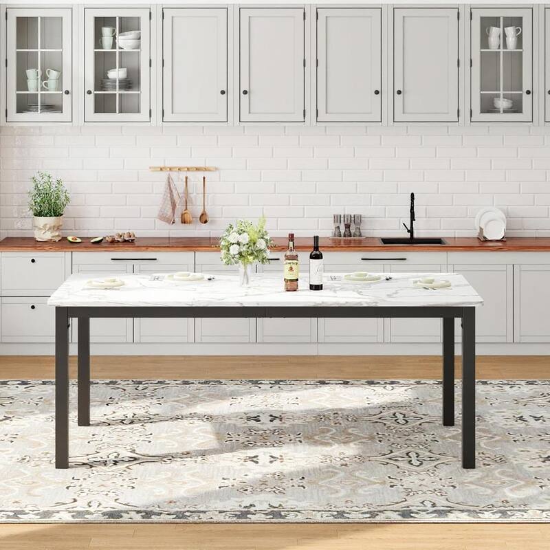 Industrial Dining Table for 6-8 People, with Metal Legs