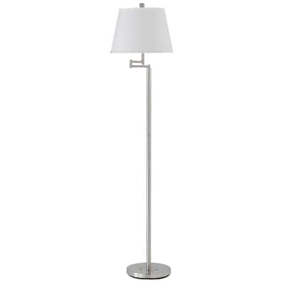 Metal Round 3 Way Floor Lamp with Spider Type Shade, Silver and White