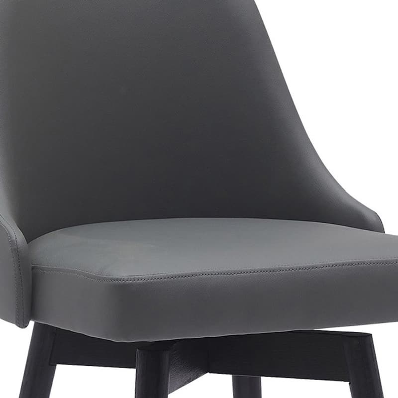 Faux Leather Swivel Bar Chair with Solid Wood Base and Footrest
