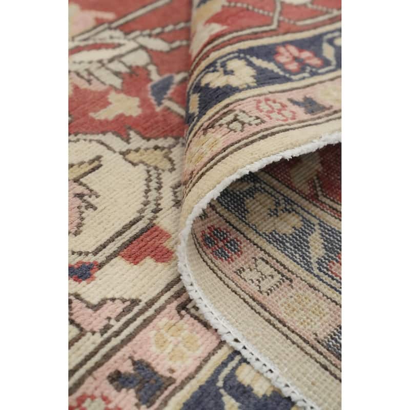 Hand Knotted Oriental 100% Wool Carpet Traditional Medallion Oranges & Rust Heriz (serapi) Area Rug - 9' 10'' X 8' 0''
