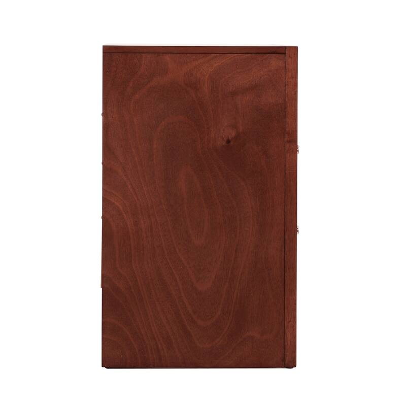 3-Drawer Cherry Nightstand with Dovetail Front and Back, 28 Inch Classic Wooden Bedroom Bedside Storage