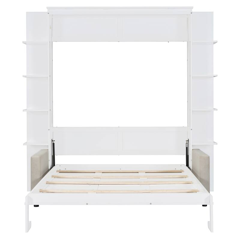 Queen Size Murphy Bed with Sofa - Convertible Wall Bed with Built-In Sofa for Living Rooms & Studio Apartments