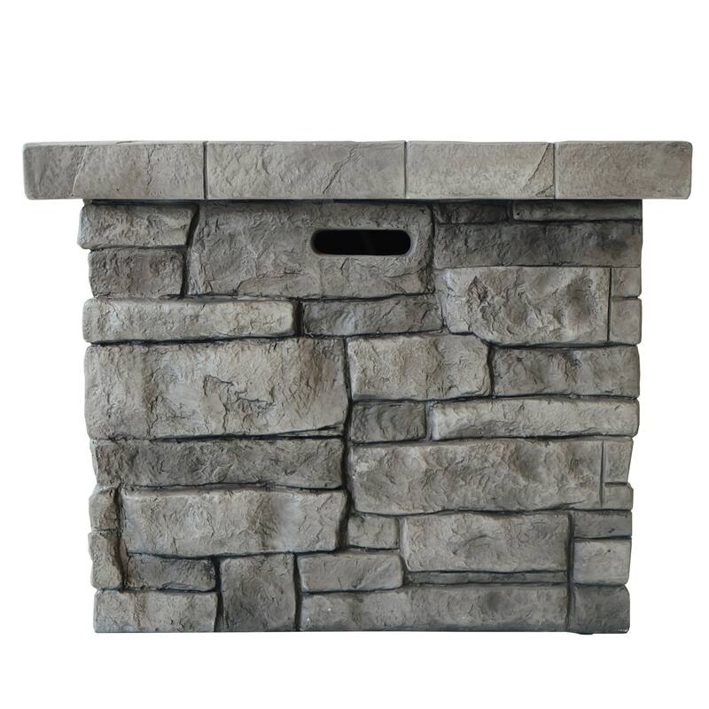 30 in. W x 30 in. D x 24 in. H Square Propane Burning Outdoor Fire Pit in Grey