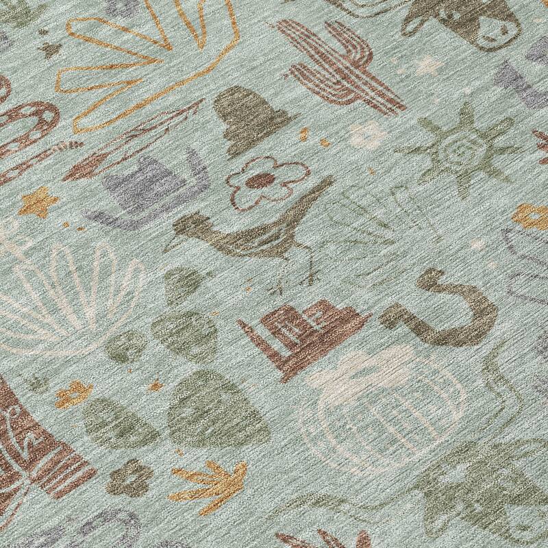 Machine Washable Indoor/ Outdoor Modern Ranch Chantille Rug