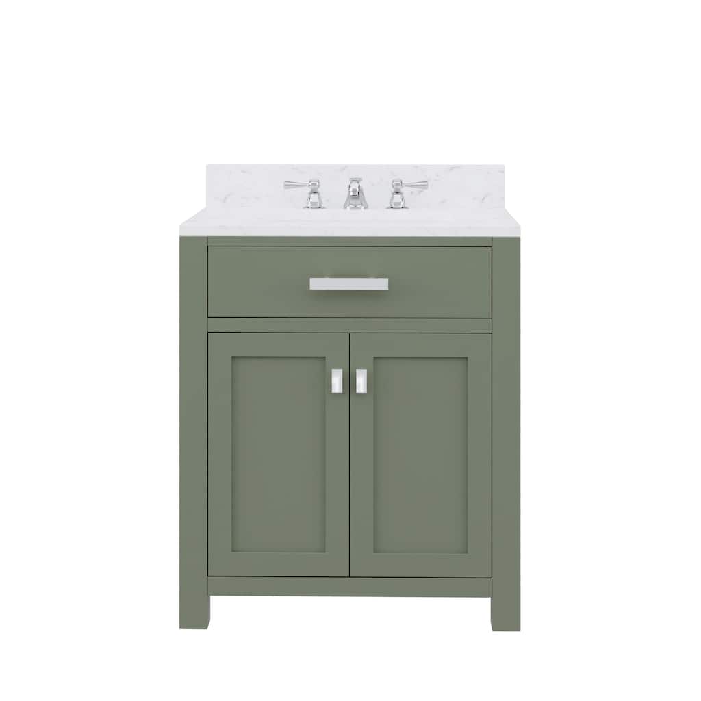 Madison Carrara White Marble Countertop Vanity in Green with Faucet