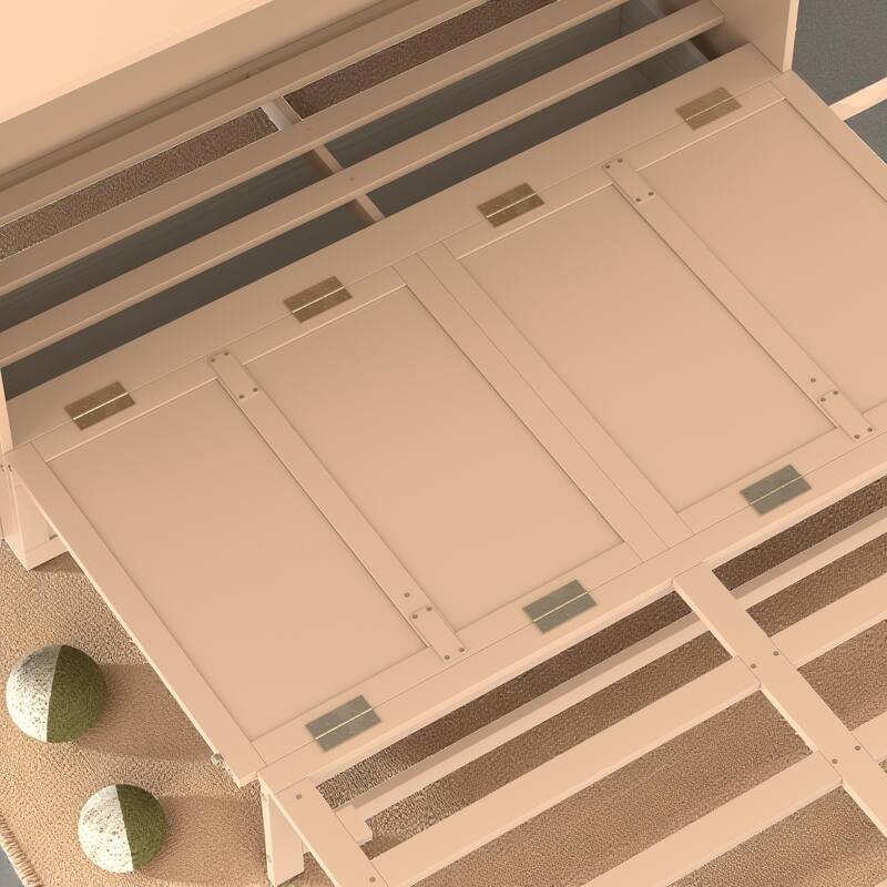 Full/Queen Size Murphy Bed with Storage Drawers and Shelves, Space-Saving Foldable Wall Bed for Guest Room