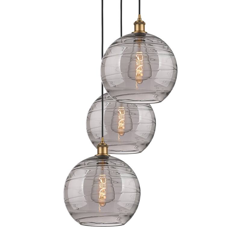 Innovations Lighting 113B-3P 41 19 Athens Deco Swirl Pendant Athens - Brushed Brass / Light Smoke Deco Swirl