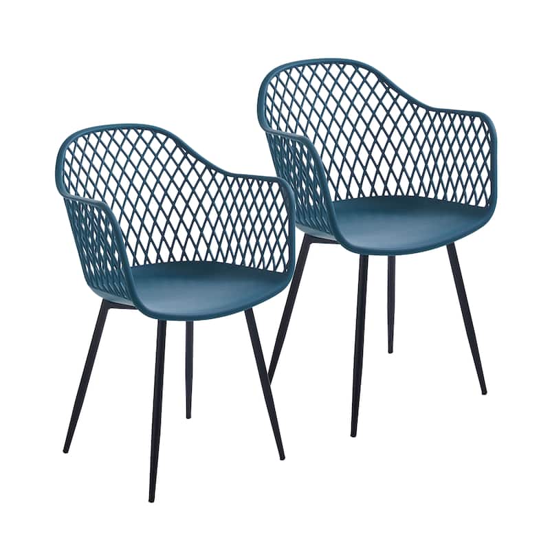 Porthos Home Mitt Hard Plastic Dining Chairs w/ Iron Legs (Set of 2) - Blue
