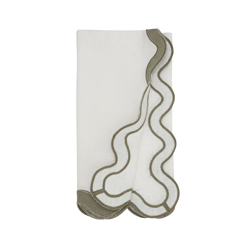 100% Linen Soft Hue Scallop Napkin (Set of 4) - 20"x20"