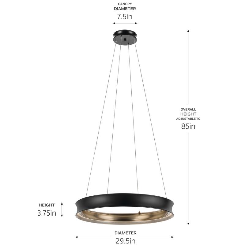 Larousse 29.5 Inch LED Chandelier in Black and Champagne Bronze
