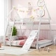 preview thumbnail 22 of 28, Costway Twin Over Queen Bunk Bed House Shaped Bed Frame with Climbing - See Details