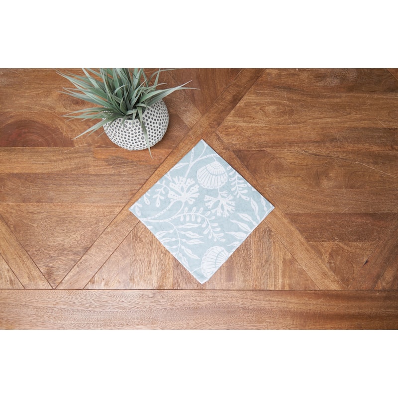 20" Seafoam Reef Cotton Napkins, Set of 6 - Nautical Coral & Seaweed