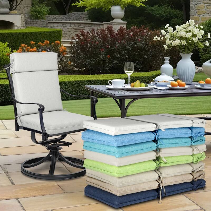 Aoodor Outdoor High Back Dining Chair Cushion Set, 44"x21"x3.2", Set of 2 - 44"x21"x3.2"