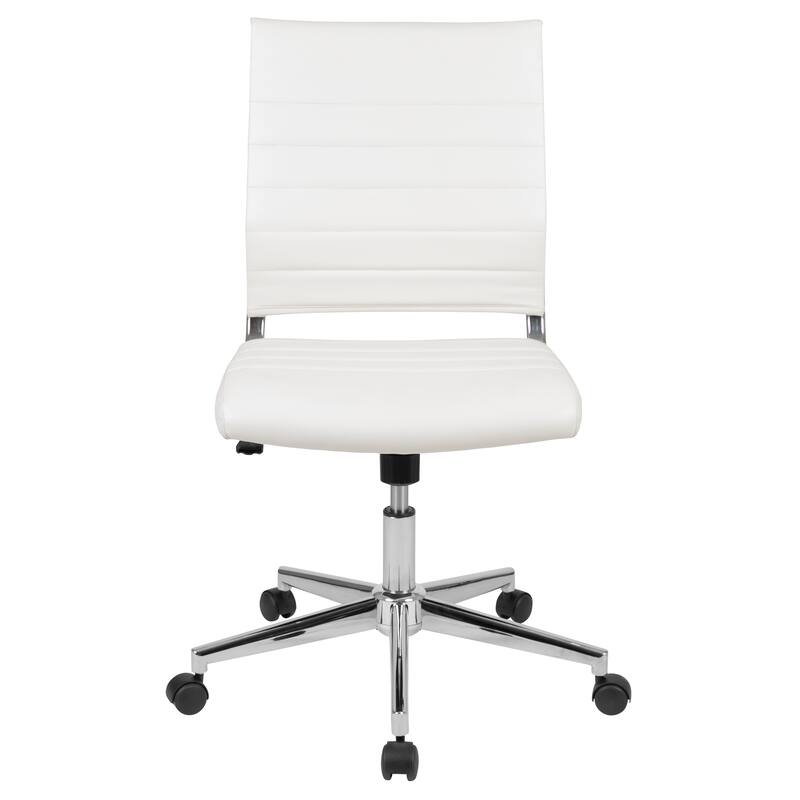 Mid-Back Armless LeatherSoft Contemporary Ribbed Executive Swivel Office Chair