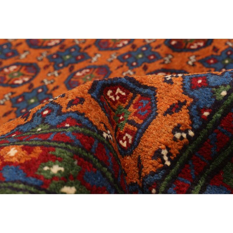 ECARPETGALLERY Hand-knotted Uzbek Kargahi Orange Wool Rug - 3'11 x 5'6