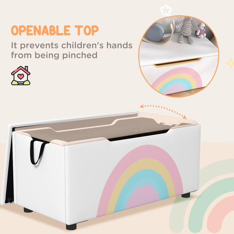 Qaba Toy Box Chest, Lightweight Toy Organizer with Storage, White