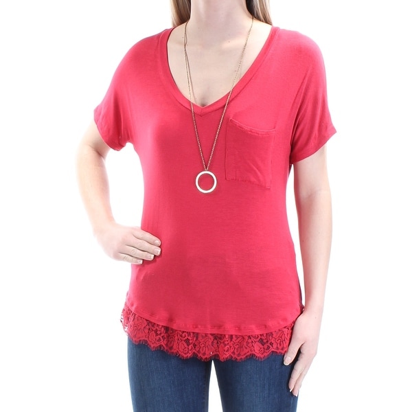 Belle du Jour Juniors Lace Off-The-Shoulder Top with Necklace