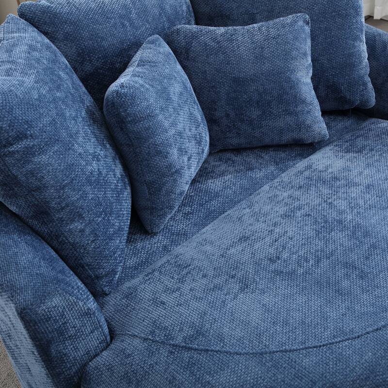 59.8''W Modern Oversized Sofa Chair, Round Accent Barrel Chair With 5 Pillows