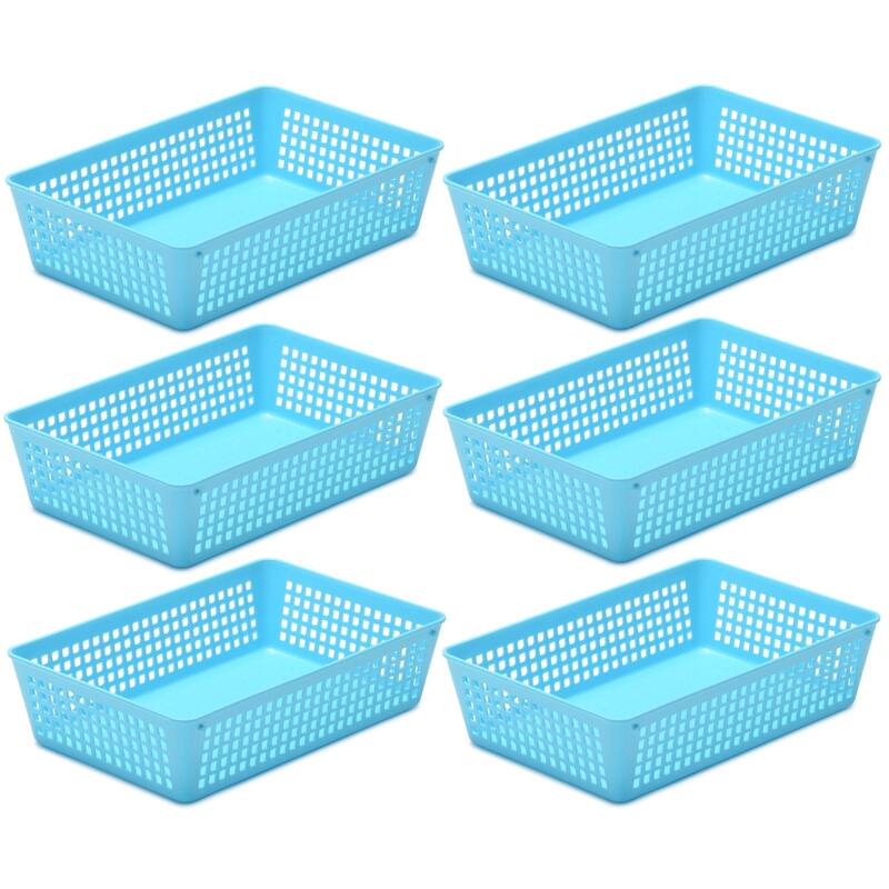 6-Pack Plastic Storage Baskets for Office Drawer, Classroom Desk