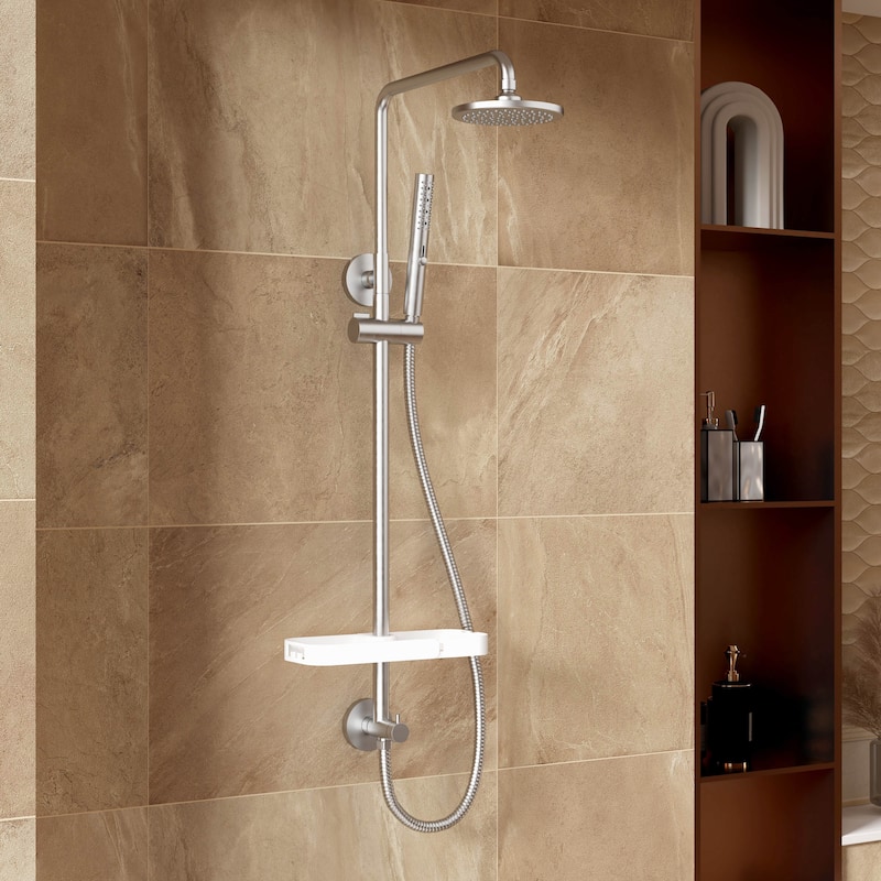 Modland 4-Way Exposed Retrofit Shower System with Rainfall & Handheld, Easy Install in Black/Nickel/Chrome