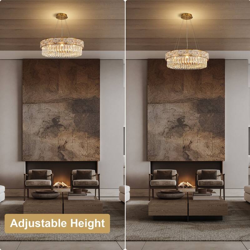 KAYLA Crystal Chandelier - Large K9 Crystal Pendant Light for High Ceilings, Entryway, Foyer, Dining Room & Living Room