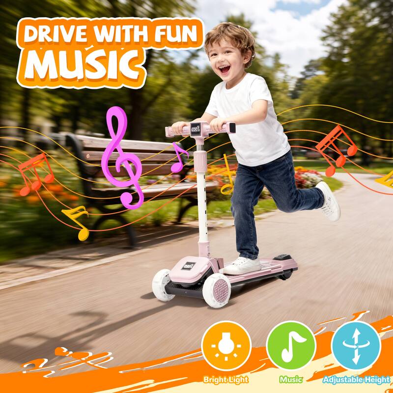 Anmytek Kids Ride On 3-Wheel Scooter W/Buildable blocks, PU flashing wheels and Folding Kick Scooter