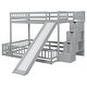 preview thumbnail 33 of 38, Pine Solid Wooden Twin Over Full Bunk Bed with Slide,Storage Staircase,Kids and Baby
