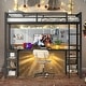 preview thumbnail 2 of 14, Twin XL Metal Loft Bed with Desk and Shelves, Loft Bed with Ladder and Guardrails, Loft Bed Frame for Bedroom