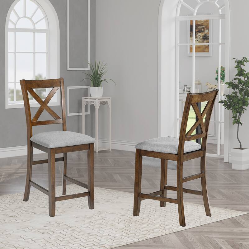 Dining Chairs Only, Wooden Counter Height Chairs Set of 4, Kitchen Chair with Padded Seat, Upholstered Counter Height Chair