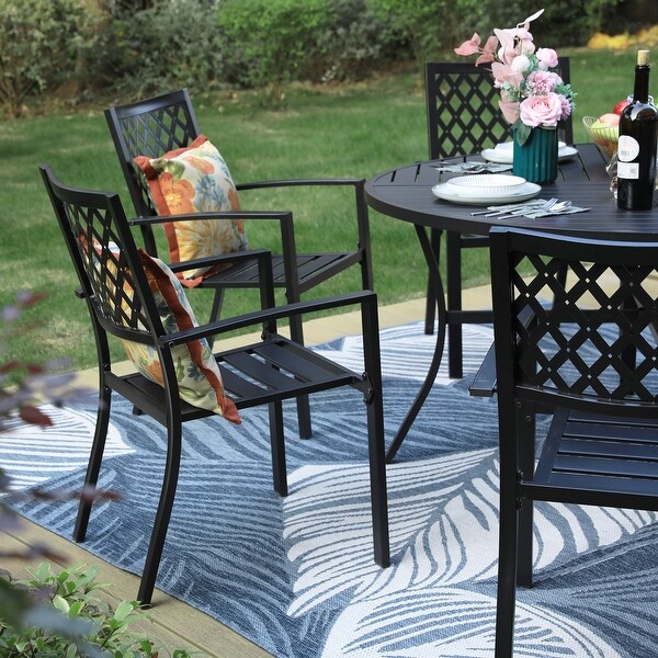 MAISON ARTS 7 Pieces Outdoor Dining Set for 6, Large Round MAISON ARTS 7 Pieces Outdoor Dining Set for 6, Large Round