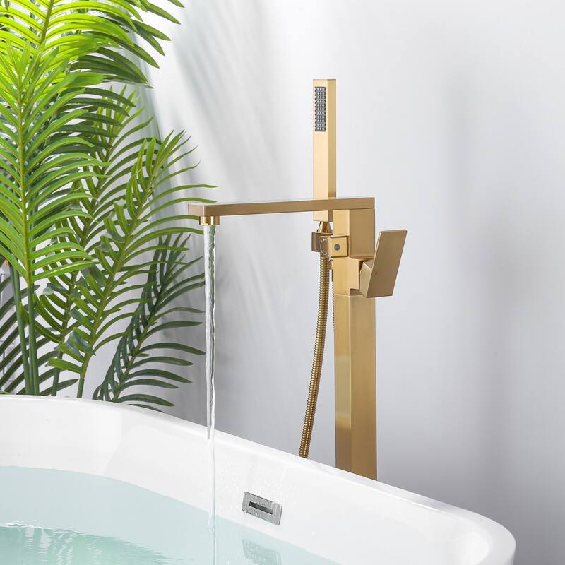 WOWOW Single-Handle Freestanding Tub Faucet with Handheld Shower