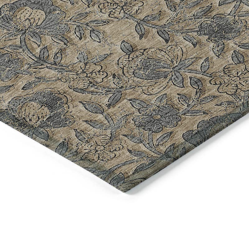 Machine Washable Indoor/ Outdoor Chantille Floral Rug