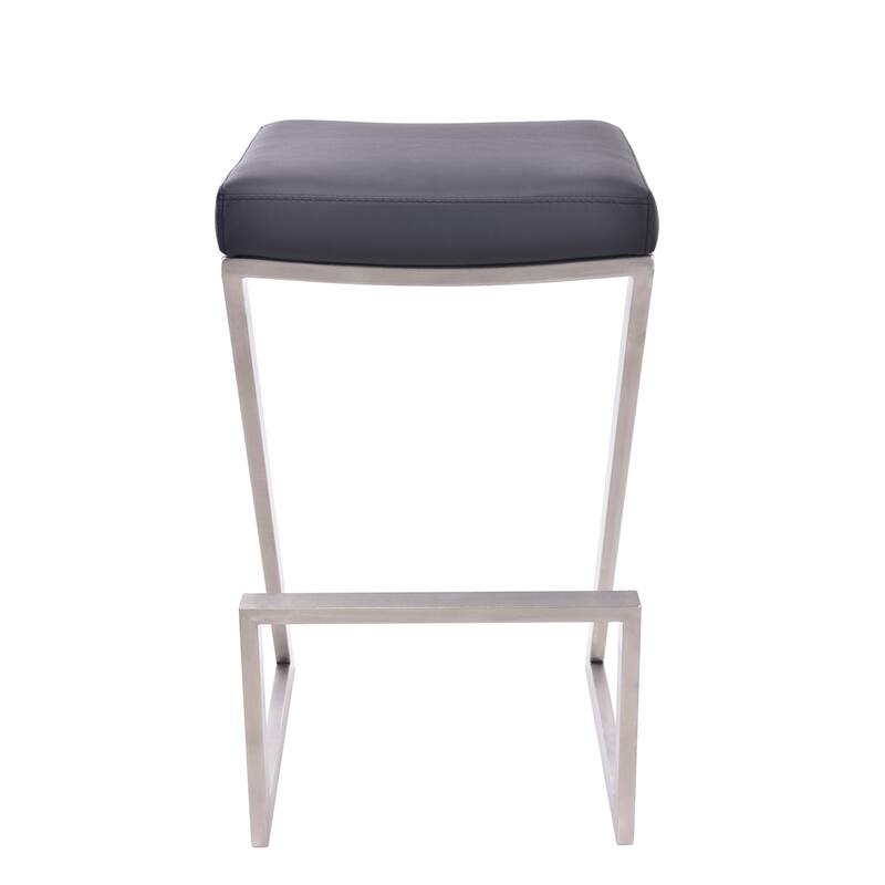 Armen Living Atlantis 30-inch Backless Bar Stool in Metal and Faux Leather