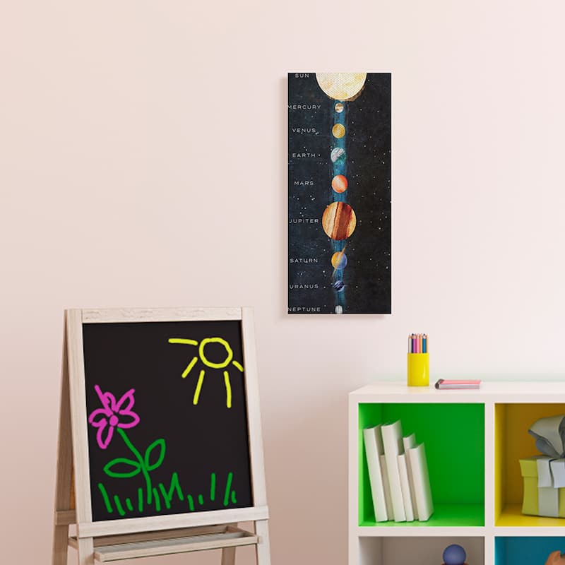 Stupell Outer space Planet Alignment Milky way Solar System Canvas Wall Art - Black