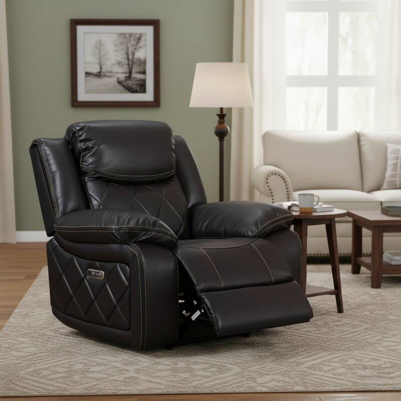 Contemporary Plush Velvet-Like Upholstered Power Reclining Chair