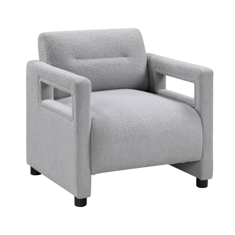 June 30" Boucle Fabric Accent Chair - Attached Cushions - Gray