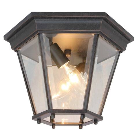 2 Light Outdoor Ceiling Lantern in Oil Rubbed Bronze