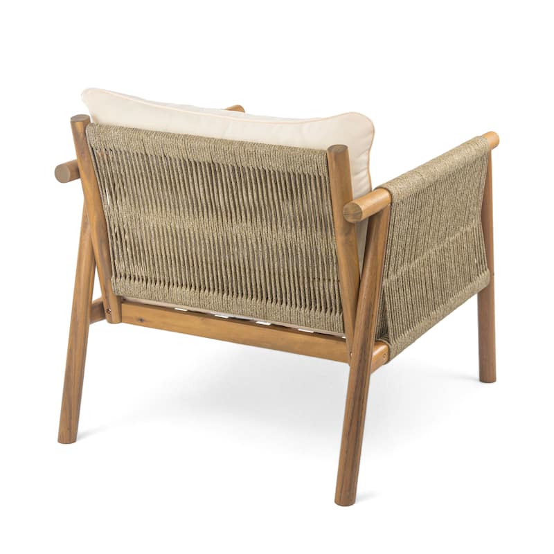 Christopher Knight Home - 28" Modern Outdoor Woven Lounge Chair with Solid Wood Frame and Comfortable Polyester Cushions