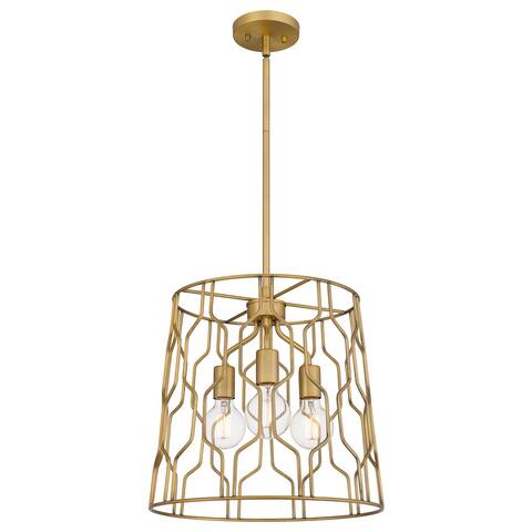 Rellie 3-Light Aged Brass Modern Geometric Pendant Light