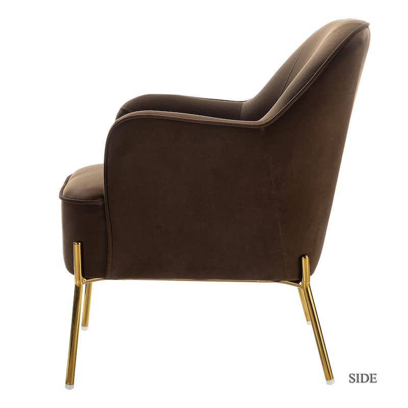 Barbara Modern Velvet Accent Chair for Bedroom with Metal Legs by HULALA HOME