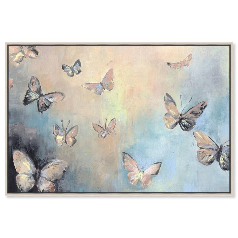 Textured Butterflies I Canvas by Art Remedy - Silver - 24" x 16"